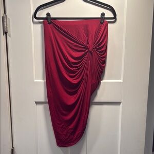 Charlotte Russe Red Ruched Wrap Midi Skirt